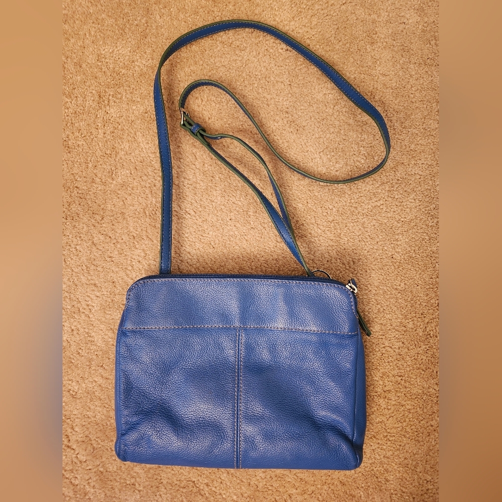 Tignanello Electric Blue Leather Crossbody Bag